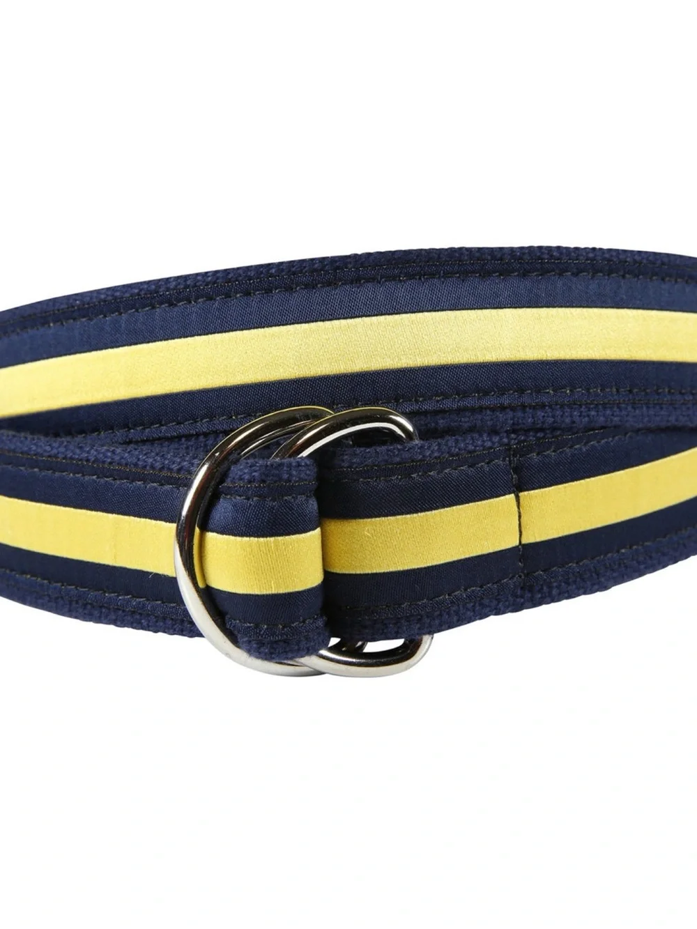 The Belted Cow Ribbon D-Ring Belt Classic Stripe Preppy Golf Nautical Boat Sz M
